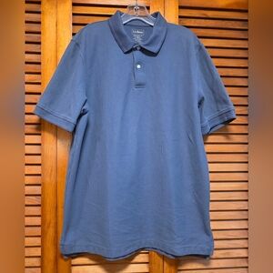 LL Bean Traditional Fit Men's Polo Short Sleeve Shirt Blue Cotton  Size L Tall